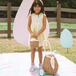 Online Olli Ella Rattan Bunny Luggy with Lining - Gumdrop
