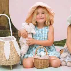Discount Olli Ella Rattan Bunny Luggy with Lining - Pansy