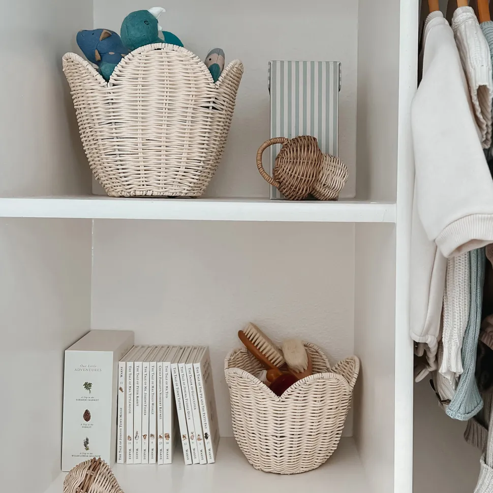 New Olli Ella Rattan Lily Basket Set - Buttercream
