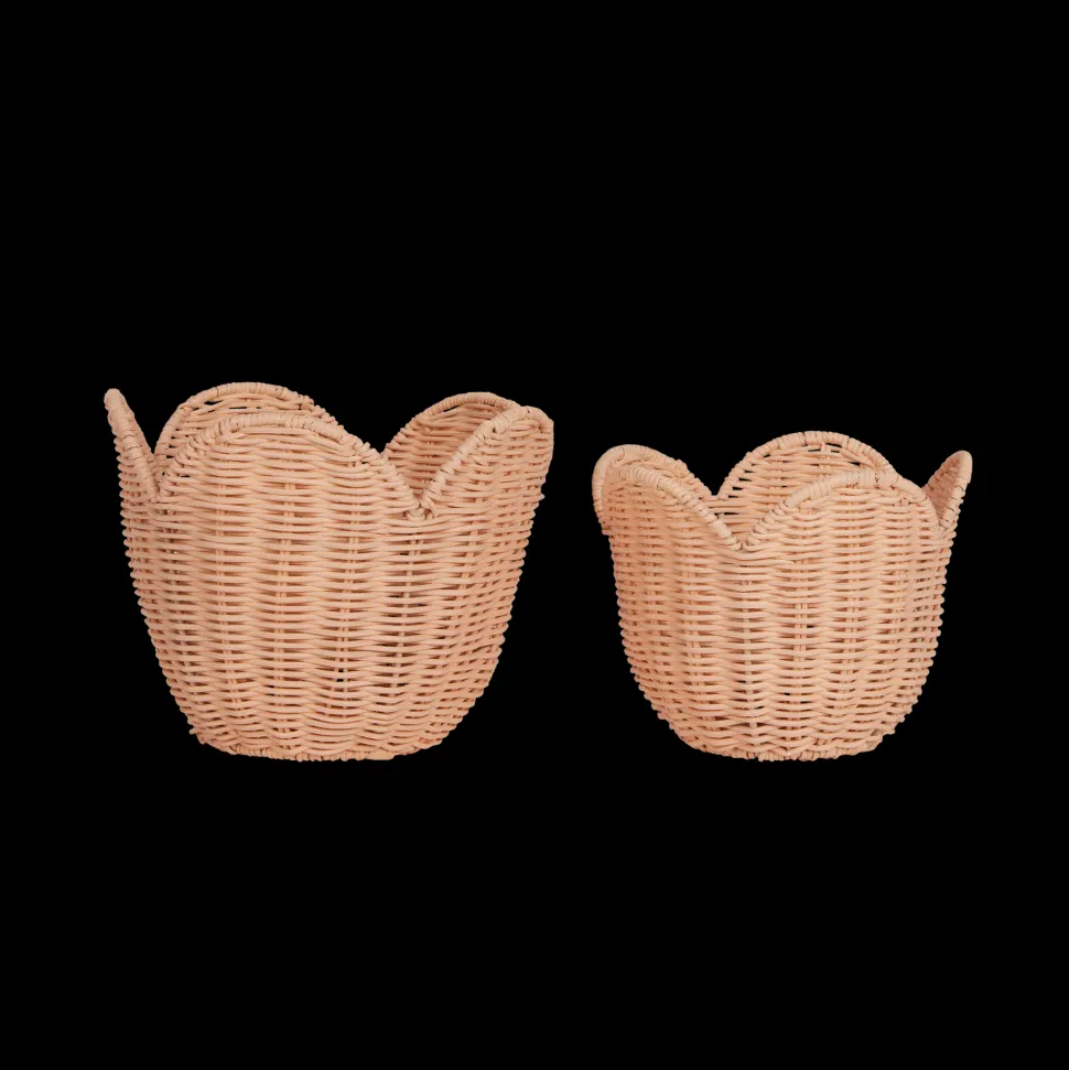Hot Olli Ella Rattan Lily Basket Set - Seashell Pink