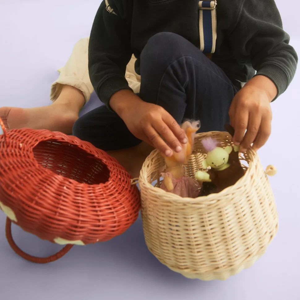 Best Olli Ella Rattan Mushroom Basket - Red