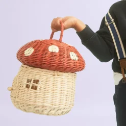 Best Olli Ella Rattan Mushroom Basket - Red