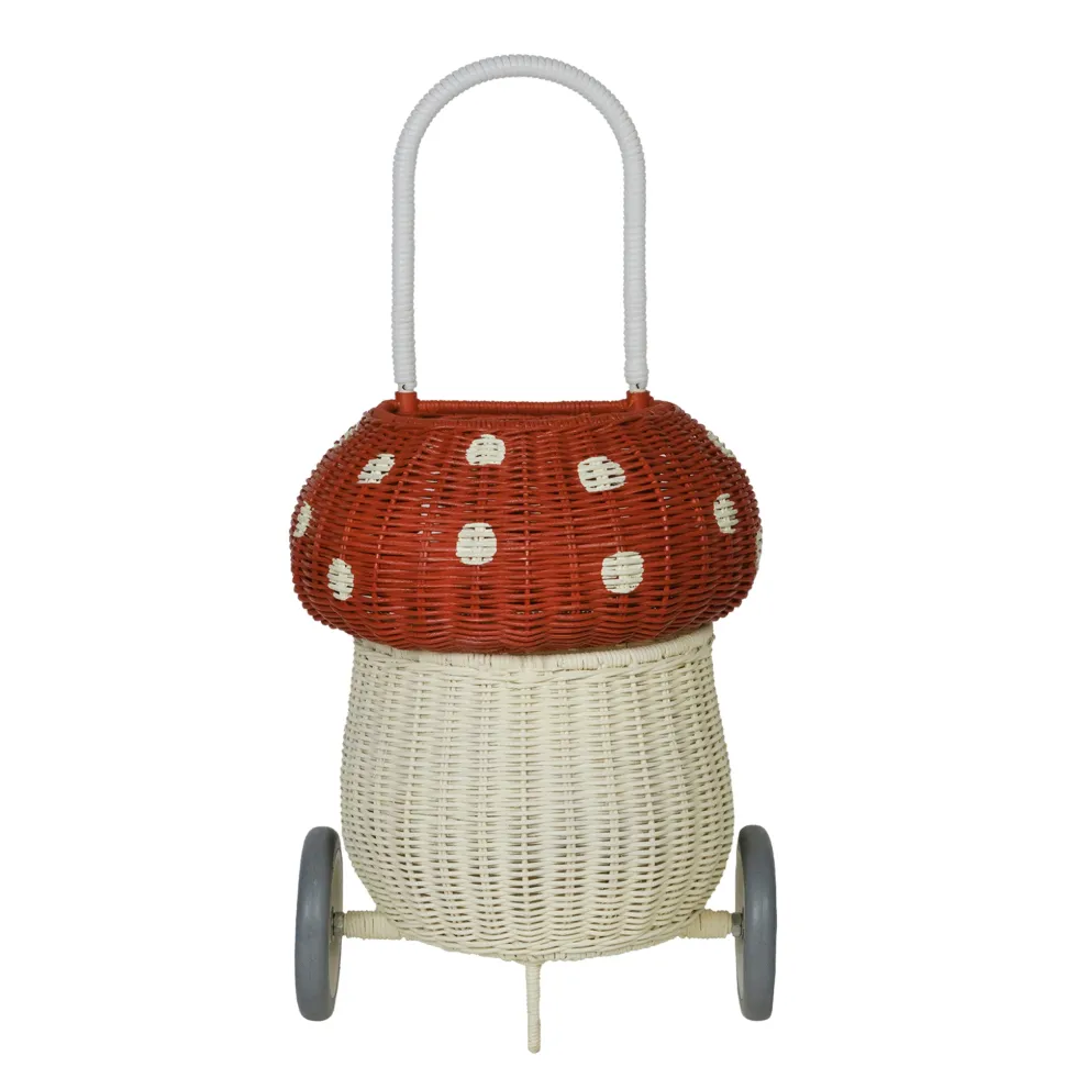 Clearance Olli Ella Rattan Mushroom Luggy - Red