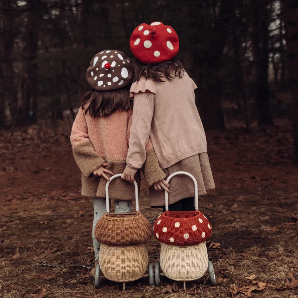 Clearance Olli Ella Rattan Mushroom Luggy - Red