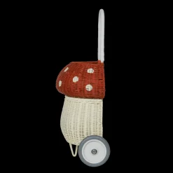 Clearance Olli Ella Rattan Mushroom Luggy - Red
