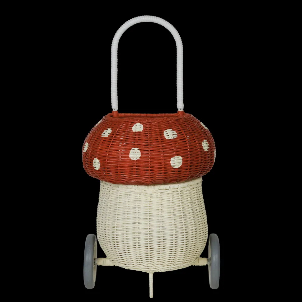 Clearance Olli Ella Rattan Mushroom Luggy - Red