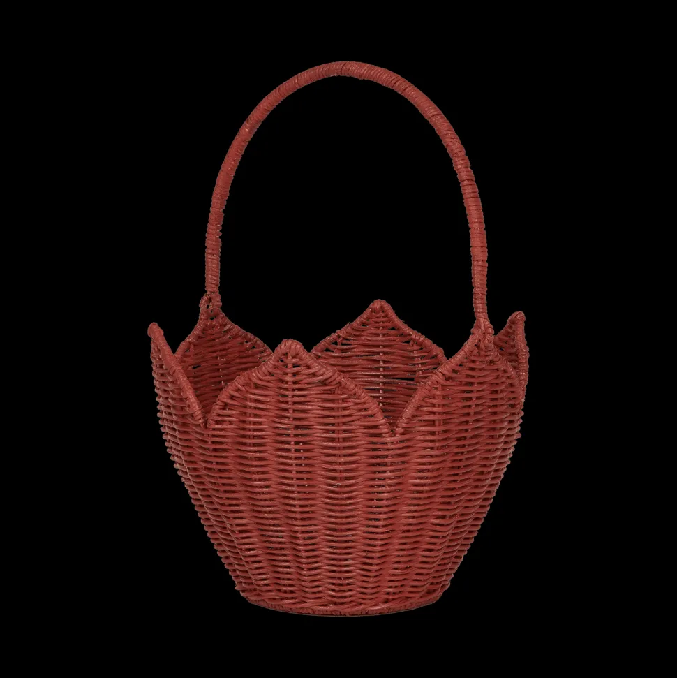 Fashion Olli Ella Rattan Poinsettia Carry Basket - Red
