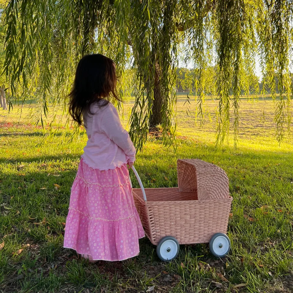 Fashion Olli Ella Rattan Strolley - Seashell Pink
