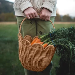 Store Olli Ella Rattan Tulip Carry Basket - Natural