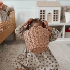 Discount Olli Ella Rattan Tulip Carry Basket - Seashell Pink
