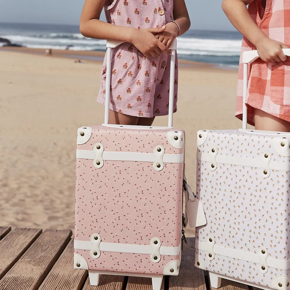 Outlet Olli Ella See-Ya Suitcase - Pink Daisies