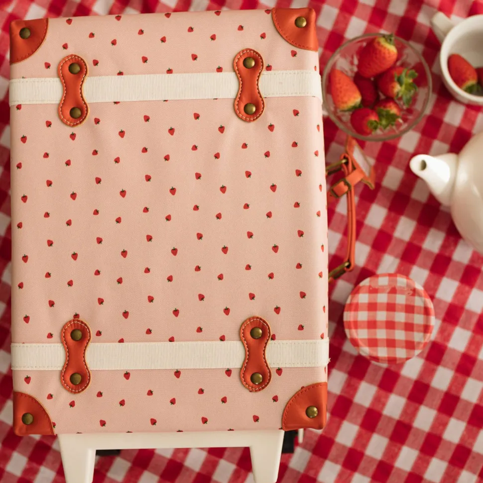 New Olli Ella See-ya Suitcase - Strawberry