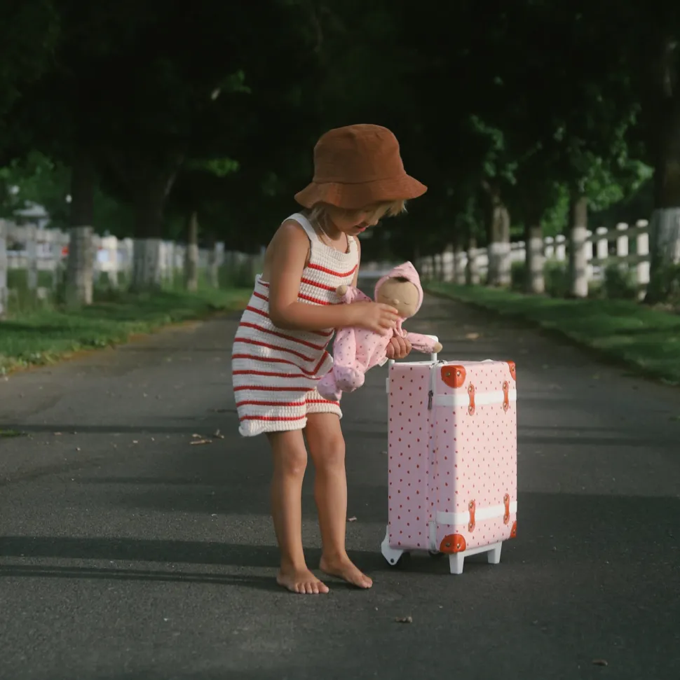 New Olli Ella See-ya Suitcase - Strawberry
