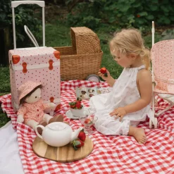 New Olli Ella See-ya Suitcase - Strawberry