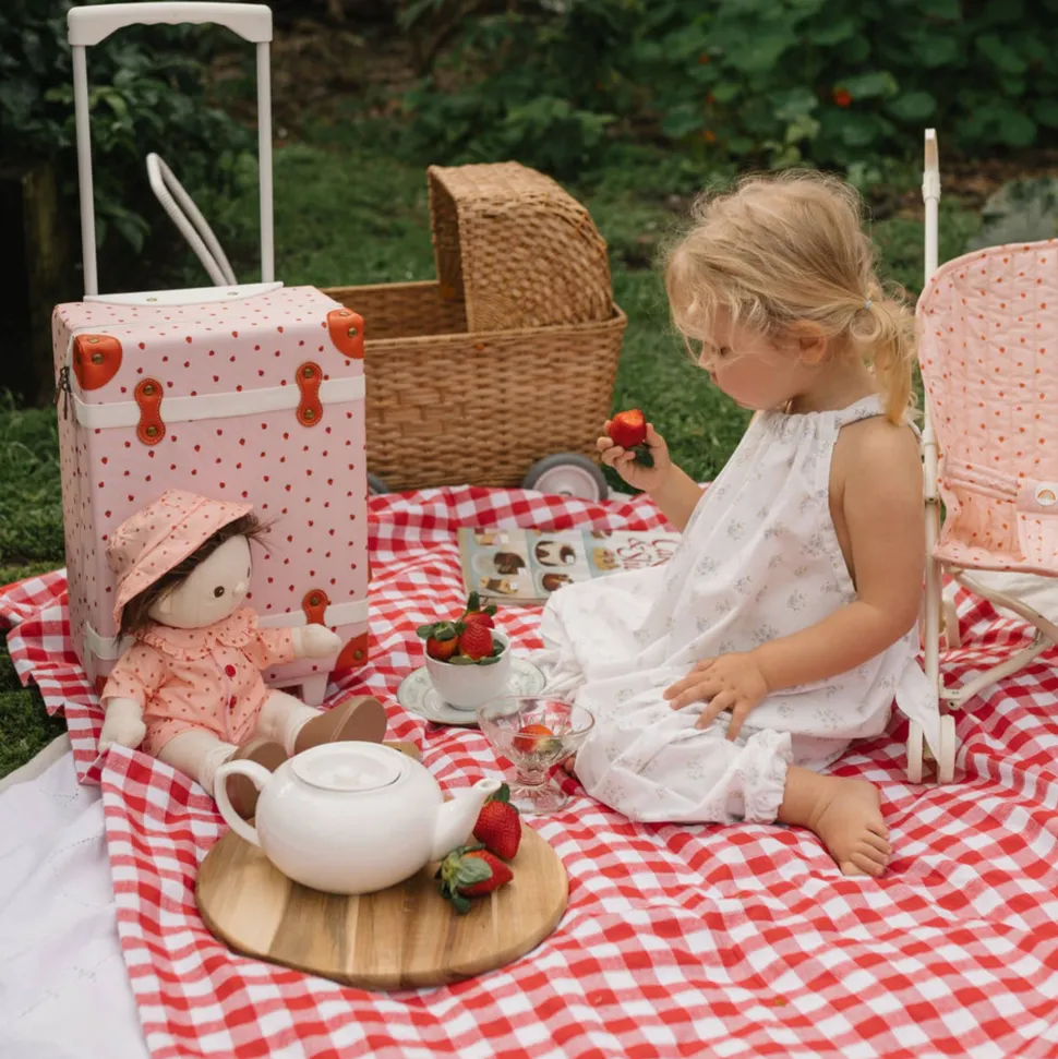 New Olli Ella See-ya Suitcase - Strawberry